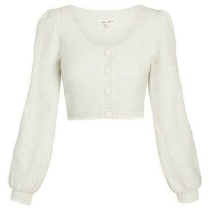 For Love And Lemons White Cropped Cardigan